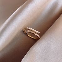Lady Geometric Alloy Gold Plated Artificial Rhinestones Women's Open Ring sku image 2