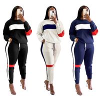 Women's Casual Color Block Polyester Patchwork Stripe Pants Sets main image 1