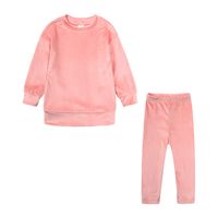 Casual Solid Color Velvet Polyester Girls Clothing Sets main image 5