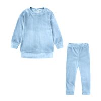 Casual Solid Color Velvet Polyester Girls Clothing Sets main image 3