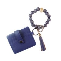 Fashion Tassel Solid Color Pu Leather Wood Unisex Bag Pendant Keychain 1 Piece sku image 4