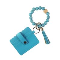 Fashion Tassel Solid Color Pu Leather Wood Unisex Bag Pendant Keychain 1 Piece sku image 5