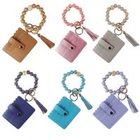 Fashion Tassel Solid Color Pu Leather Wood Unisex Bag Pendant Keychain 1 Piece main image 5
