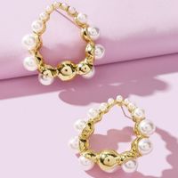 Simple Style Heart Shape Alloy Plating Artificial Pearls Women's Ear Studs 1 Pair main image 6