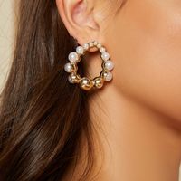 Simple Style Heart Shape Alloy Plating Artificial Pearls Women's Ear Studs 1 Pair main image 1
