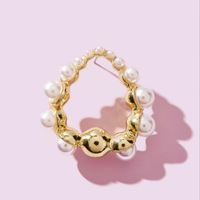 Simple Style Heart Shape Alloy Plating Artificial Pearls Women's Ear Studs 1 Pair main image 2