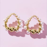 Simple Style Heart Shape Alloy Plating Artificial Pearls Women's Ear Studs 1 Pair main image 4