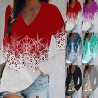 Mujeres Camiseta De Manga Corta Manga Larga Blusas Impresión Casual Árbol De Navidad main image 1