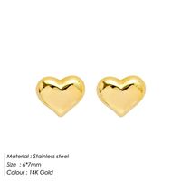 Simple Style Heart Shape Stainless Steel Ear Studs 1 Pair main image 2