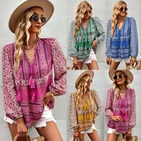 Women's T-shirt Long Sleeve Blouses Tassel Bohemian Geometric main image 1