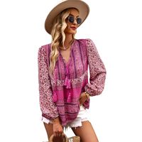 Women's T-shirt Long Sleeve Blouses Tassel Bohemian Geometric main image 4