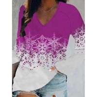 Women's T-shirt Long Sleeve Blouses Printing Casual Christmas Tree main image 6