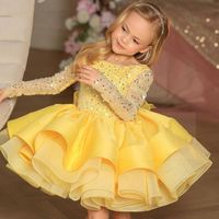 Prinzessin Einfarbig Pailletten Baumwolle Mädchen Kleider main image 2