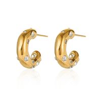 1 Pair Fashion C Shape Plating Inlay Stainless Steel Zircon Hoop Earrings sku image 16