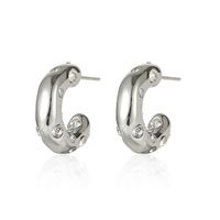 1 Pair Fashion C Shape Plating Inlay Stainless Steel Zircon Hoop Earrings sku image 10