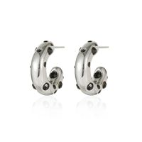 1 Pair Fashion C Shape Plating Inlay Stainless Steel Zircon Hoop Earrings sku image 9