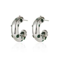 1 Pair Fashion C Shape Plating Inlay Stainless Steel Zircon Hoop Earrings sku image 8