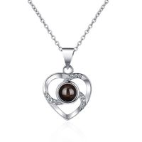 Fashion Heart Shape Sterling Silver Inlaid Gemstone Necklace 1 Piece sku image 1