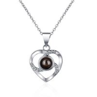 Fashion Heart Shape Sterling Silver Inlaid Gemstone Necklace 1 Piece sku image 6