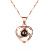 Fashion Heart Shape Sterling Silver Inlaid Gemstone Necklace 1 Piece sku image 5