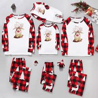 Casual Letter Plaid Cotton Blend Pants Sets Straight Pants T-shirt Family Matching Outfits main image 3