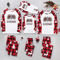 Casual Letter Plaid Cotton Blend Pants Sets Straight Pants T-shirt Family Matching Outfits main image 5