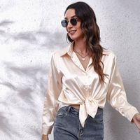 Women's Blouse Long Sleeve Blouses Button Fashion Solid Color main image 2