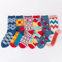 Unisexe Mode Bloc De Couleur Coton Jacquard Crew Socks 1 Jeu main image 1