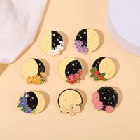 Fashion Moon Flower Alloy Stoving Varnish Women's Brooches main image 3