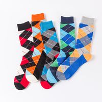 Unisexe Mode Treillis Coton Jacquard Crew Socks 1 Jeu main image 3