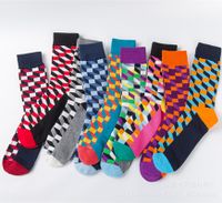 Unisex Fashion Color Block Cotton Jacquard Crew Socks 1 Set main image 4