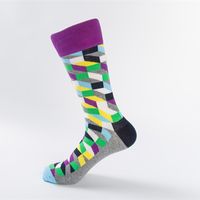 Unisex Fashion Color Block Cotton Jacquard Crew Socks 1 Set sku image 7