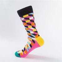 Unisex Fashion Color Block Cotton Jacquard Crew Socks 1 Set sku image 6