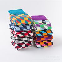 Unisex Fashion Color Block Cotton Jacquard Crew Socks 1 Set main image 2