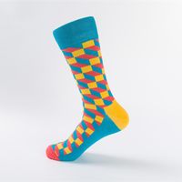 Unisex Fashion Color Block Cotton Jacquard Crew Socks 1 Set sku image 2