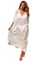 Femmes Robe D'été Sexy Col En V Broderie Sans Manches Géométrique Forme De Cœur Maxi Longue Robe Vacances main image 5