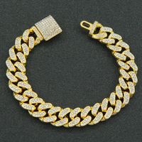 Hip-hop Geometric Alloy Diamond Men's Bracelets sku image 1