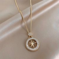 Fashion Round Star Copper Inlay Rhinestones Pendant Necklace main image 6