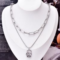 Retro Geometric Solid Color Titanium Steel Layered Necklace sku image 1