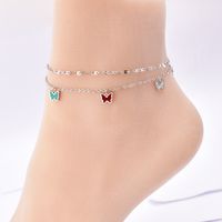 Fashion Butterfly Stainless Steel Inlay Shell Women's Anklet main image 4