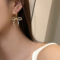 Fashion Bow Knot Copper Plating Inlay Artificial Gemstones Women's Earrings Necklace main image 5