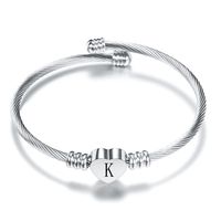 Classic Style Letter Heart Shape Titanium Steel Plating Gold Plated Bangle sku image 11