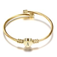 Classic Style Letter Heart Shape Titanium Steel Plating Gold Plated Bangle sku image 27