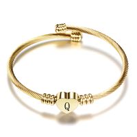 Classic Style Letter Heart Shape Titanium Steel Plating Gold Plated Bangle sku image 43