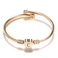 Classic Style Letter Heart Shape Titanium Steel Plating Gold Plated Bangle sku image 55