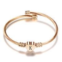 Classic Style Letter Heart Shape Titanium Steel Plating Gold Plated Bangle sku image 63