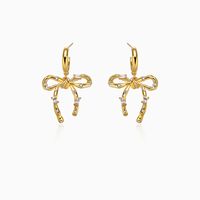 Fashion Bow Knot Copper Plating Inlay Artificial Gemstones Women's Earrings Necklace sku image 2