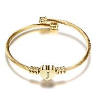 Classic Style Letter Heart Shape Titanium Steel Plating Gold Plated Bangle sku image 36