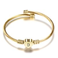 Classic Style Letter Heart Shape Titanium Steel Plating Gold Plated Bangle sku image 30