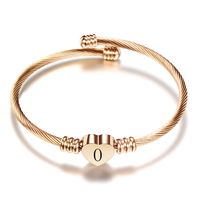 Classic Style Letter Heart Shape Titanium Steel Plating Gold Plated Bangle sku image 67